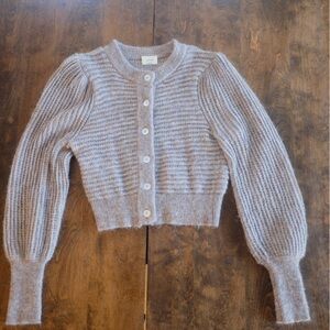 Taupe Mohair and Alpaca Wilfred Sweater Mother of Pearl Buttons